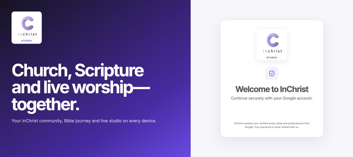 InChrist Studio community and live worship platform